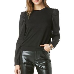 NWT Clara Chic Puff Long Sleeve High Crew Neck Top, Size S